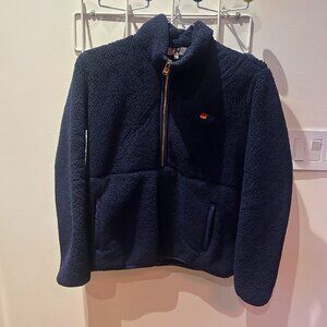 Aviator Nation Teddy Unisex Half Zip Jacket Fleece Navy XS